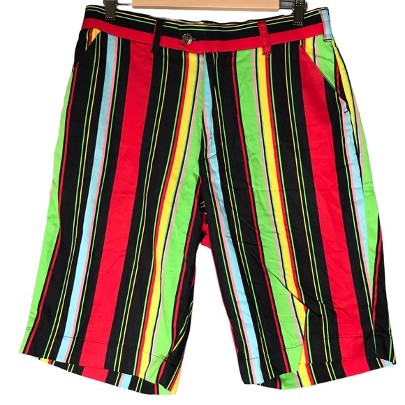 Loudmouth Golf Shorts Vertical Stripes Multicoloured Cotton Blend Men’s Waist 32 - Picture 1 of 9